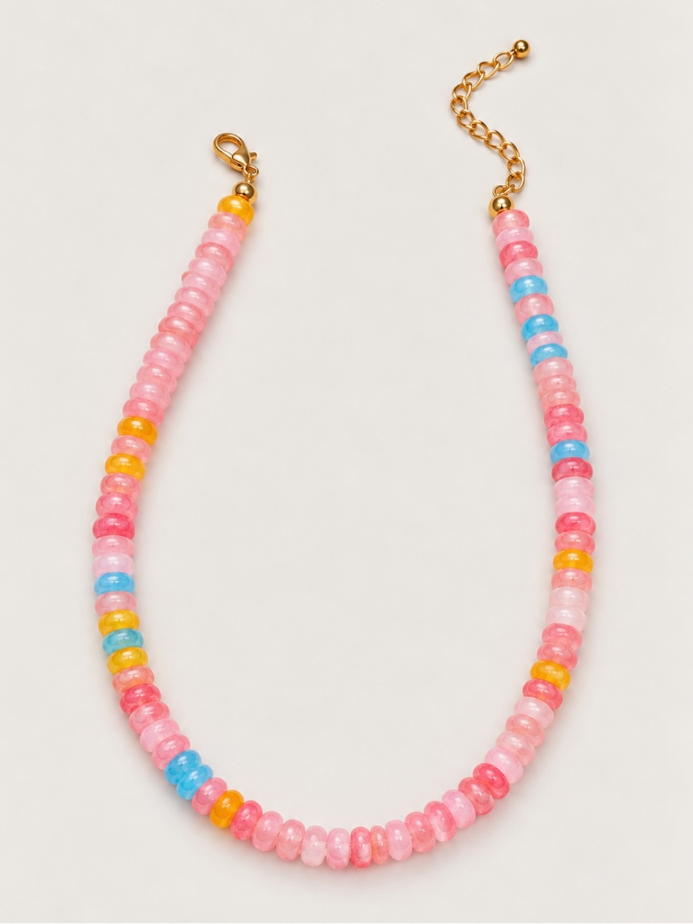 New! Pink Mixed Beaded Preppy Colorful Necklace NWOT